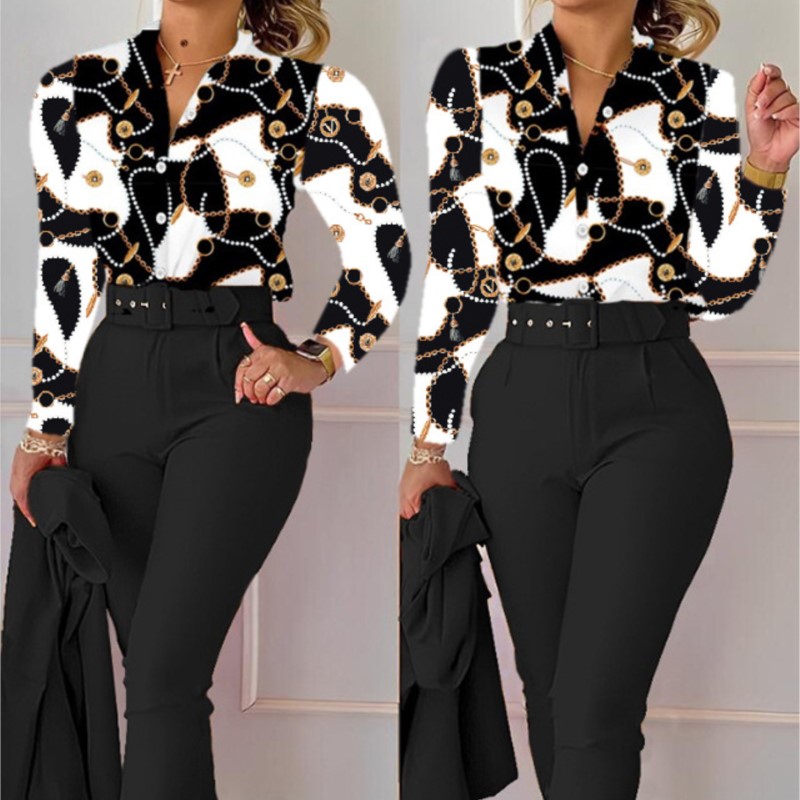 Winter Clothing Sales - Women's Elegant Autumn/Winter Printed V-Neck Long