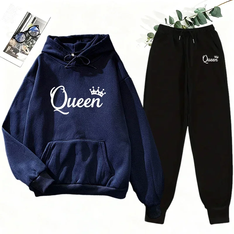 Fleece Hoodie Lined - Women's 2 Piece Matching Set Queen