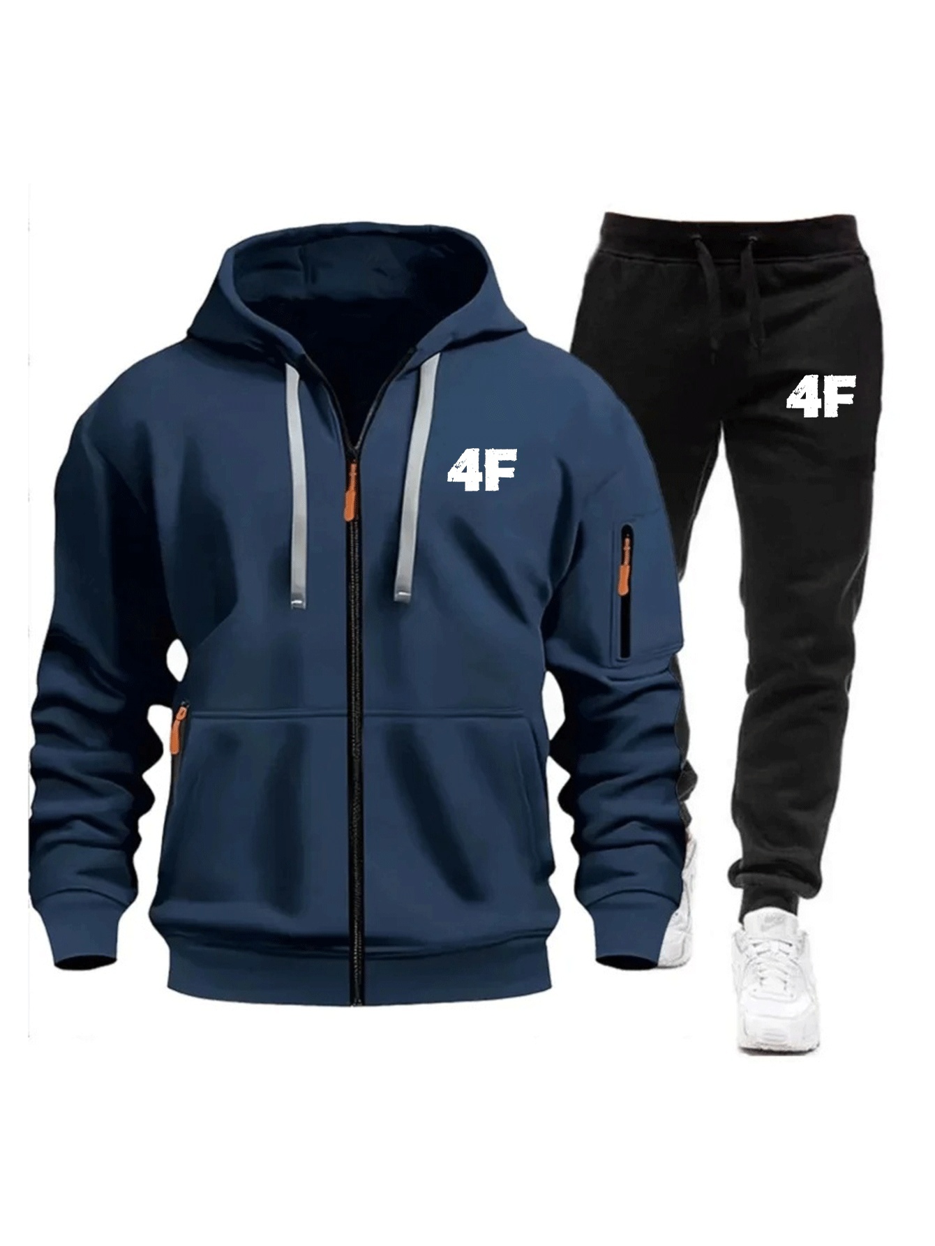 Fleece Hoodie Lined - Men's Casual Jogging Tracksuit Zipper Hood