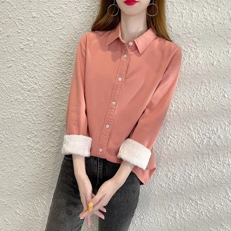 Winter Clothing Trends 2026 - Fashion Add Velvet Warm Shirt Women's