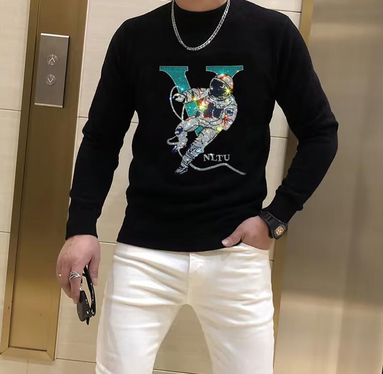 Designer Rhinestone  pullover  - đánh giá và giá Winter Clothing Men Style