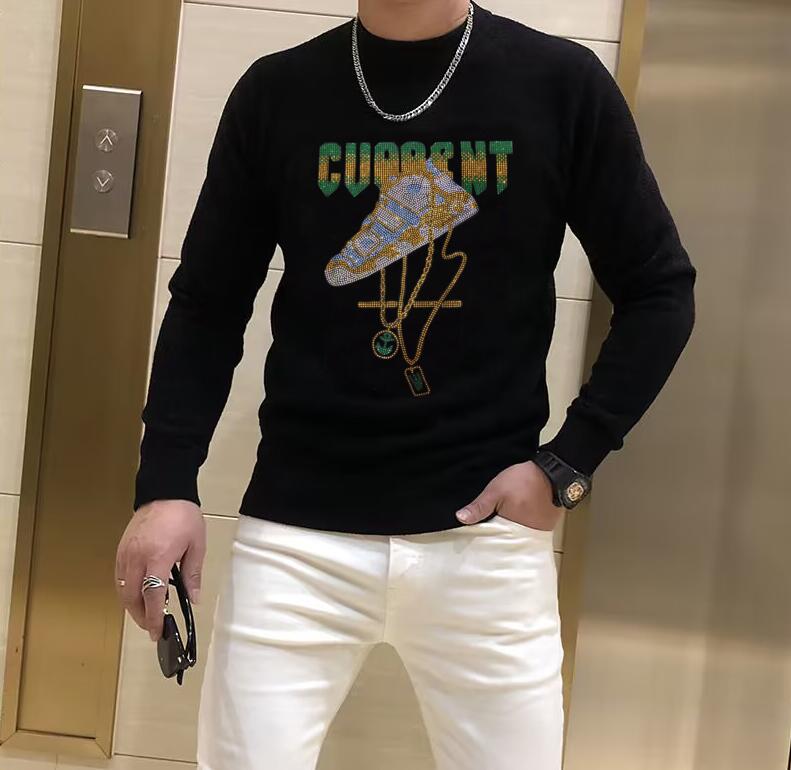 Designer Rhinestone  pullover  - đánh giá và giá Winter Clothing Men Style