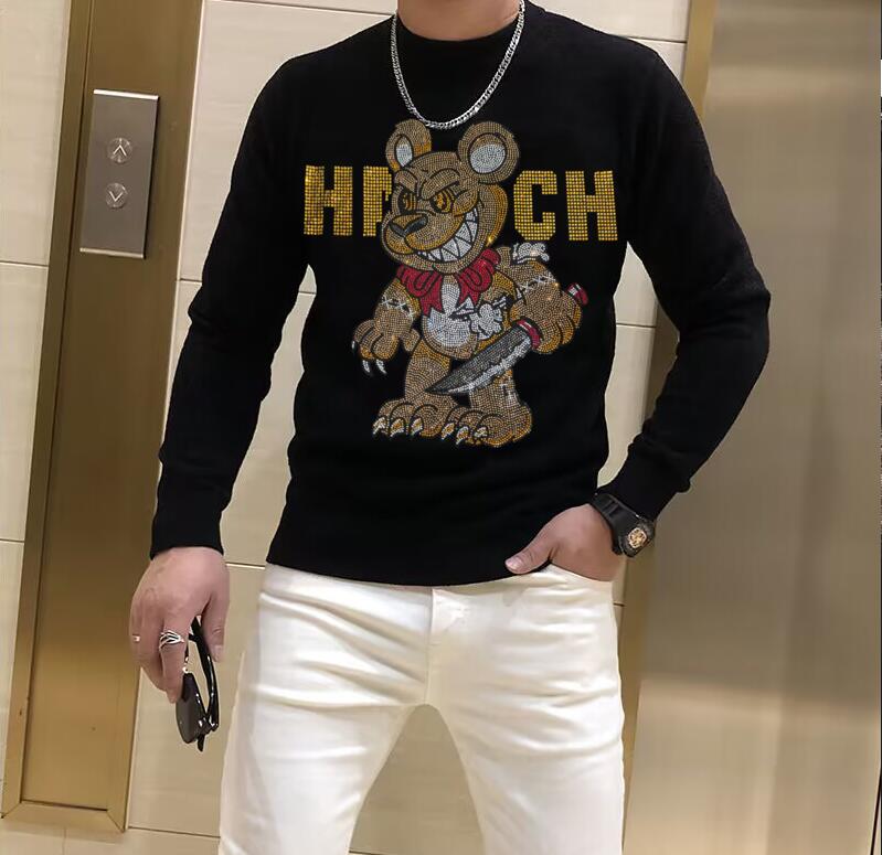 Designer Rhinestone  pullover  - đánh giá và giá Winter Clothing Men Style