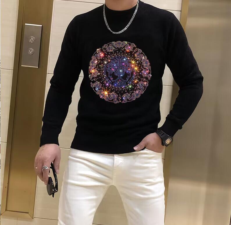 Designer Rhinestone  pullover  - đánh giá và giá Winter Clothing Men Style